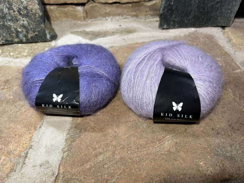 Kid Silk Mohair/ Silk Yarn purple and lilac 1 of each